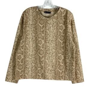 nwot M&S Collection Sweater UK18/US14 Beige Snake-Skin Gold Thread Long-Sleeve